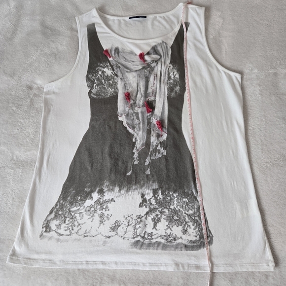 Trussardi Jeans Women’s Graphic Print Tank Top White EU Size XXL, US XL - Picture 8 of 12